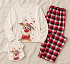 Irene | Matching Family Reindeer Christmas Pajamas with Plaid Pants
