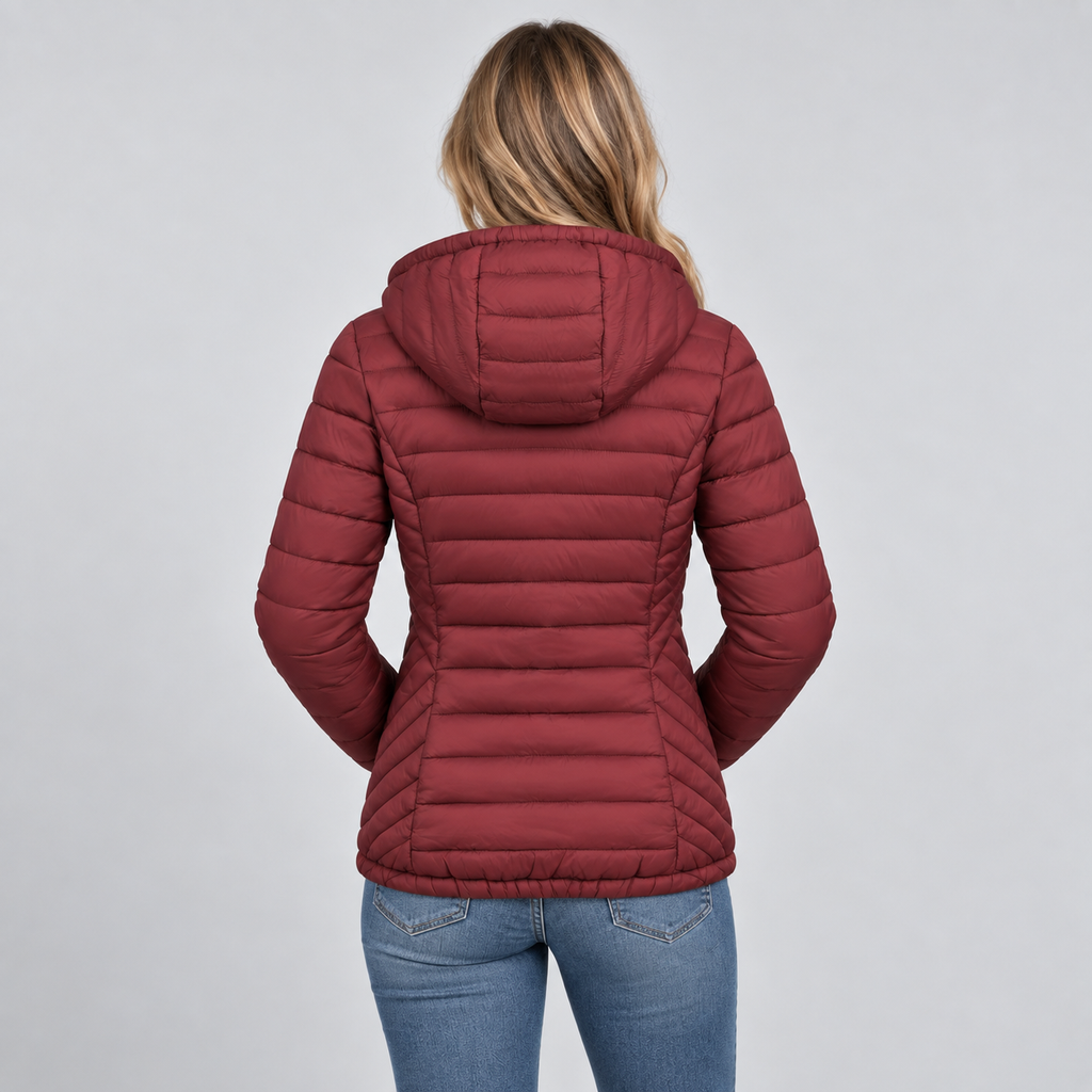 Women's Lightweight Hooded Padded Jacket – Lined Everyday Commuter Coat