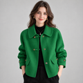 Women's Tweed Blazer with Peter Pan Collar – Pearl Button Raglan Sleeve Jacket