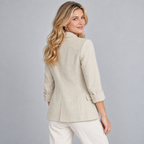 Women's Lightweight Three-Quarter Sleeve Blazer – Relaxed Button-Front Jacket