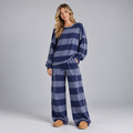 Women's Striped Sweatshirt and Wide-Leg Pants Set – Oversized Two-Piece Lounge Set
