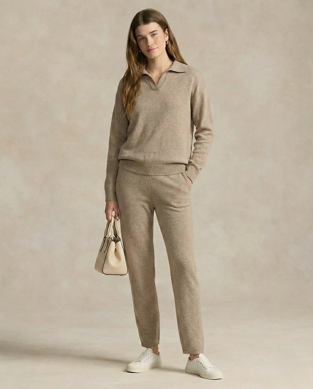 Adeline | Women Polo Collar Knit Sweater and Harem Pants Two Piece Set