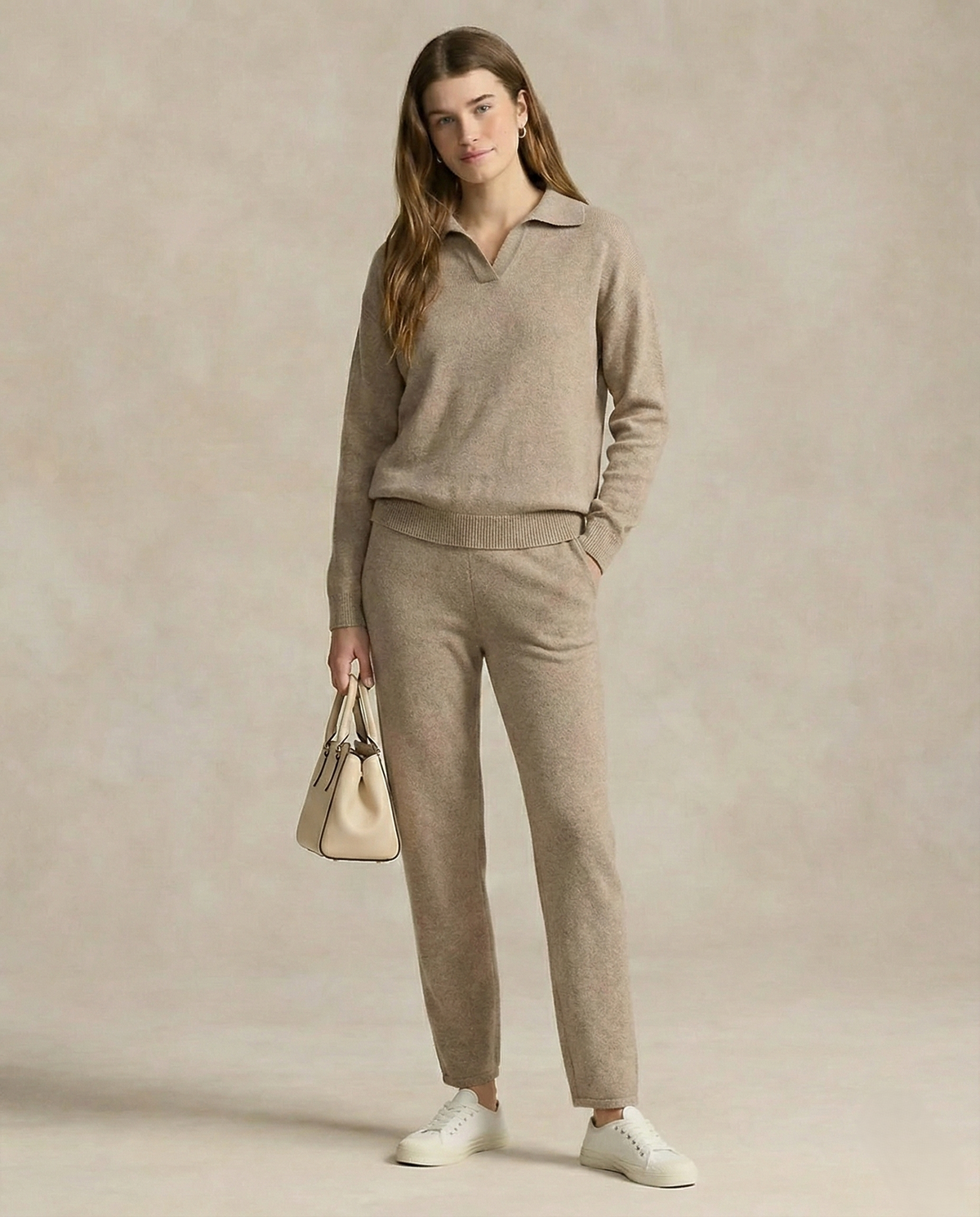 Adeline | Women Polo Collar Knit Sweater and Harem Pants Two Piece Set