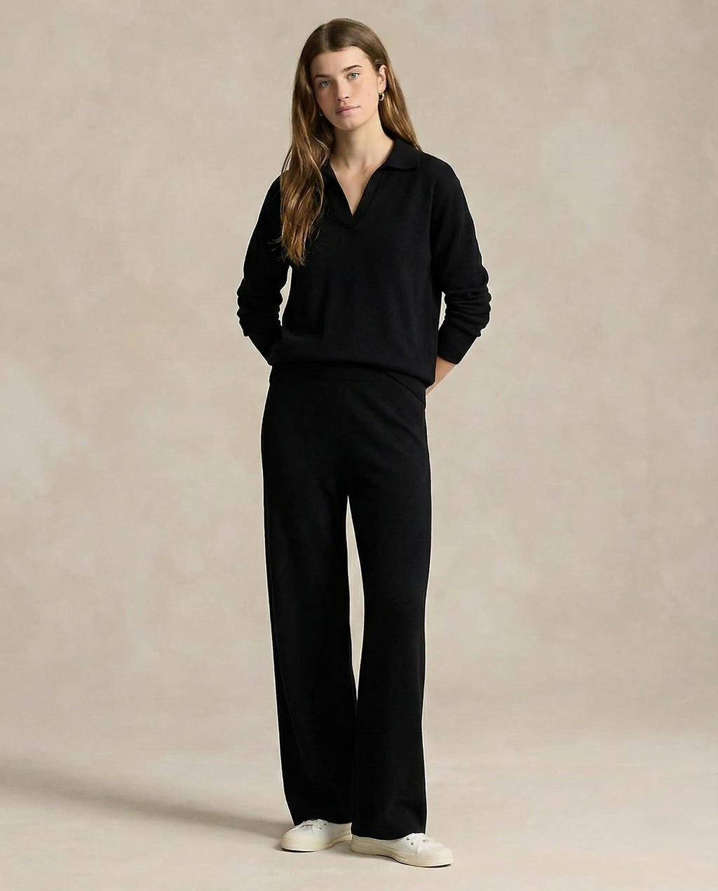 Adeline | Women Polo Collar Knit Sweater and Harem Pants Two Piece Set