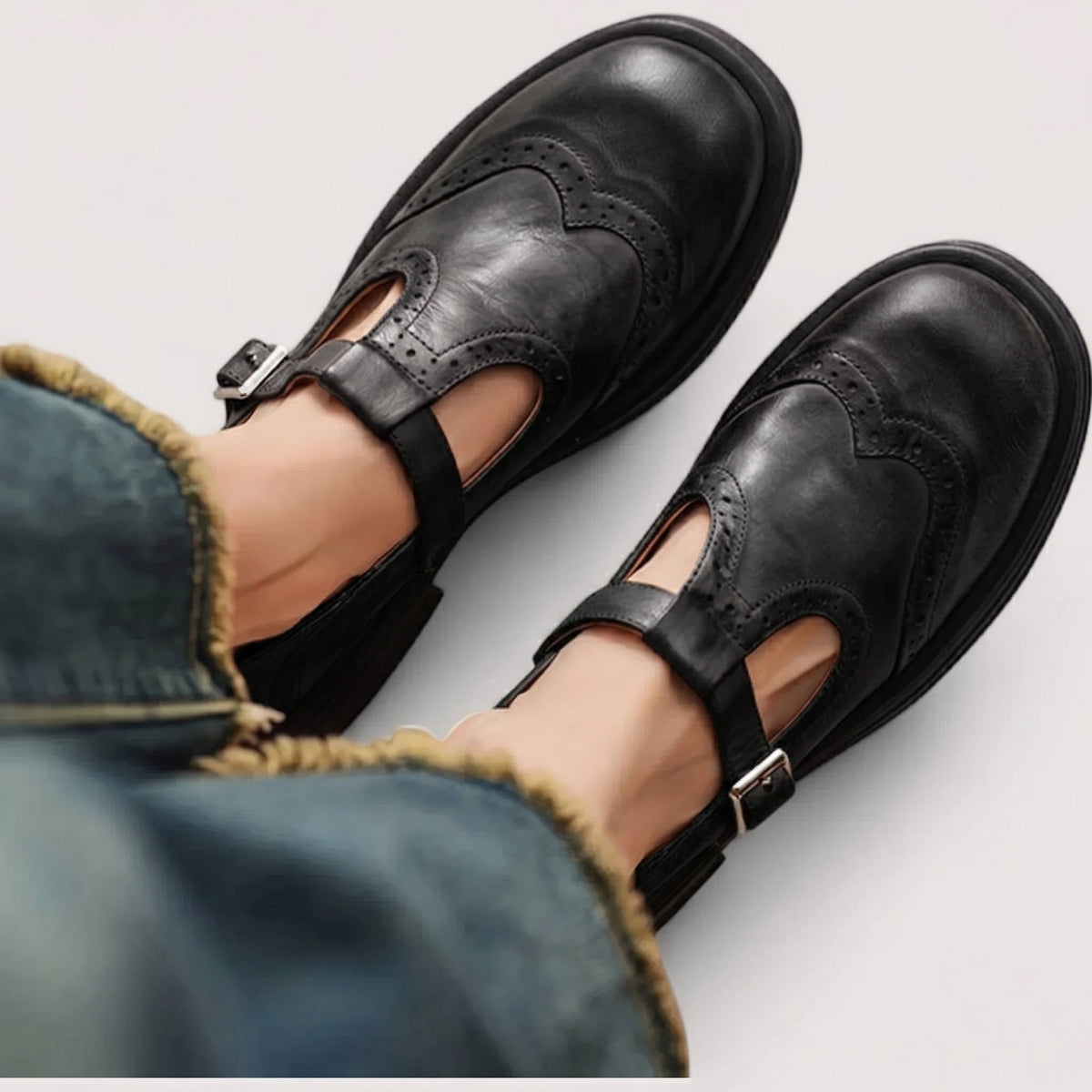 Women's Mary Jane Comfort Shoes – Cushioned Strap Shoes for Walking and Work