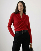 Beatrix | Women Crossover Collar Knit Sweater