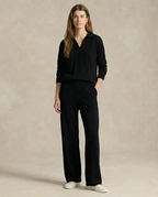 Adeline | Women Polo Collar Knit Sweater and Harem Pants Two Piece Set