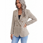 Women's Plaid Blazer – Houndstooth Business Casual Jacket for Fall
