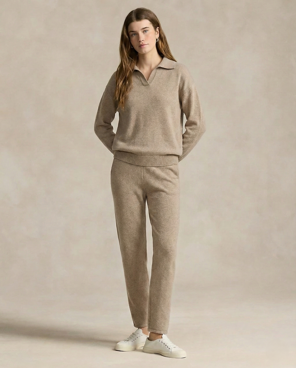 Adeline | Women Polo Collar Knit Sweater and Harem Pants Two Piece Set