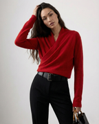 Beatrix | Women Crossover Collar Knit Sweater
