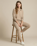 Adeline | Women Polo Collar Knit Sweater and Harem Pants Two Piece Set