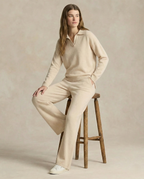 Adeline | Women Polo Collar Knit Sweater and Harem Pants Two Piece Set