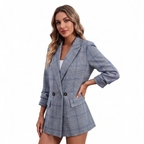 Women's Plaid Blazer – Houndstooth Business Casual Jacket for Fall