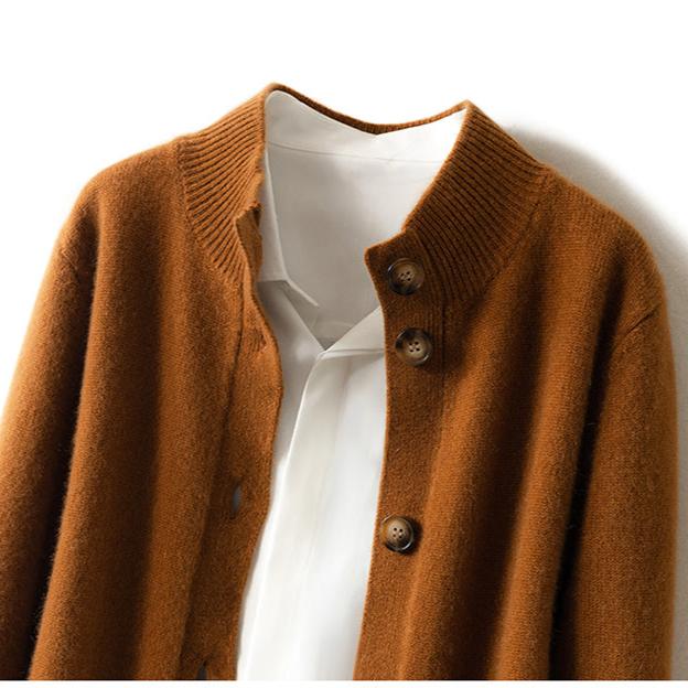Eloise | Women Mock Neck Statement Button Knit Cardigan
