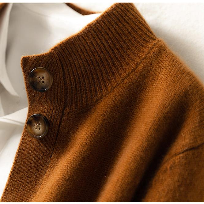 Eloise | Women Mock Neck Statement Button Knit Cardigan