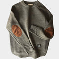 Women's Elbow Patch Crewneck Sweater – Classic Soft Knit Pullover