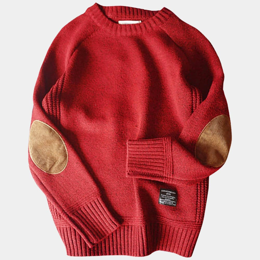 Women's Elbow Patch Crewneck Sweater – Classic Soft Knit Pullover