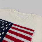 Women's American Flag Knit Sweater – Patriotic Crew Neck Pullover