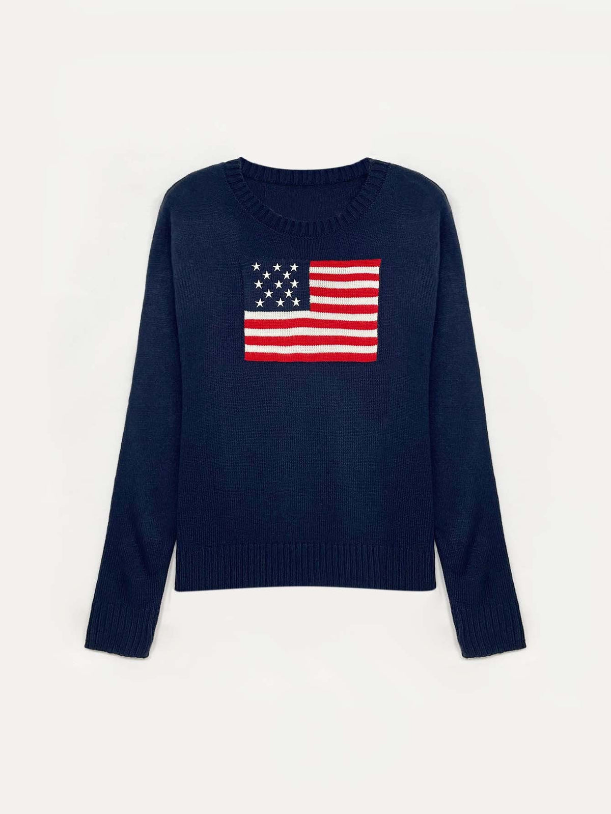 Women's American Flag Knit Sweater – Patriotic Crew Neck Pullover