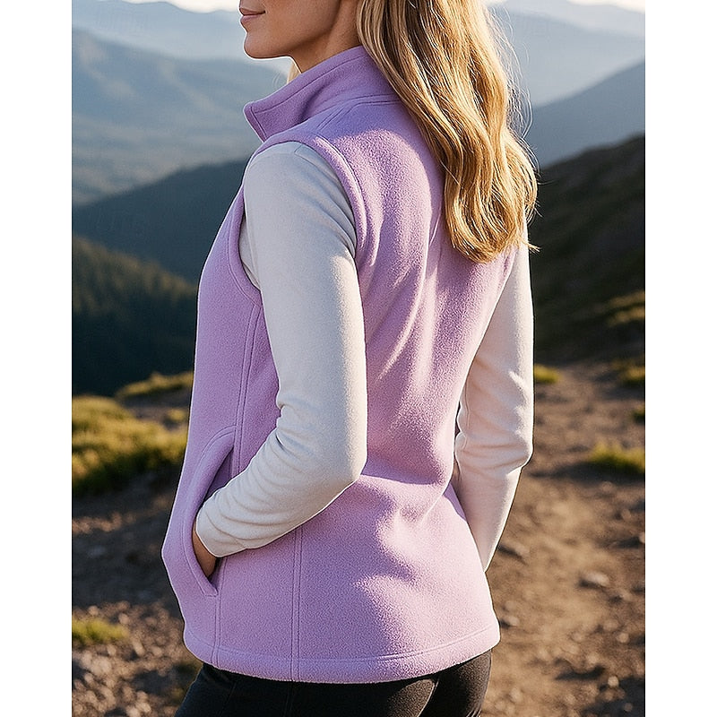 Women's High Collar Zip-Up Vest – Cozy Sleeveless Layering Jacket