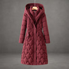 Women's Longline Hooded Puffer Coat – Warm Winter Coat for Cold Days