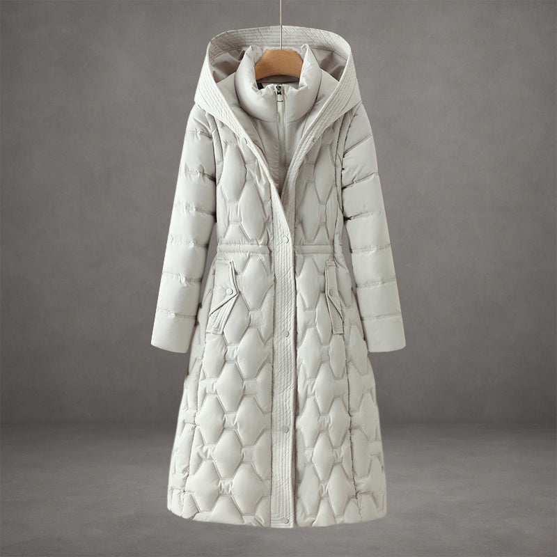 Women's Longline Hooded Puffer Coat – Warm Winter Coat for Cold Days