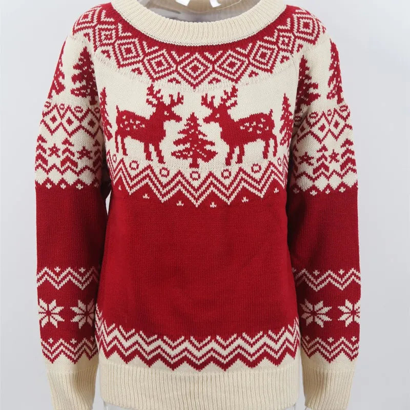 Freda | Women Reindeer Snowflake Fair Isle Christmas Knit Sweater