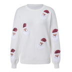 Odette | Women Sequin Santa Crew Neck Christmas Knit Sweater