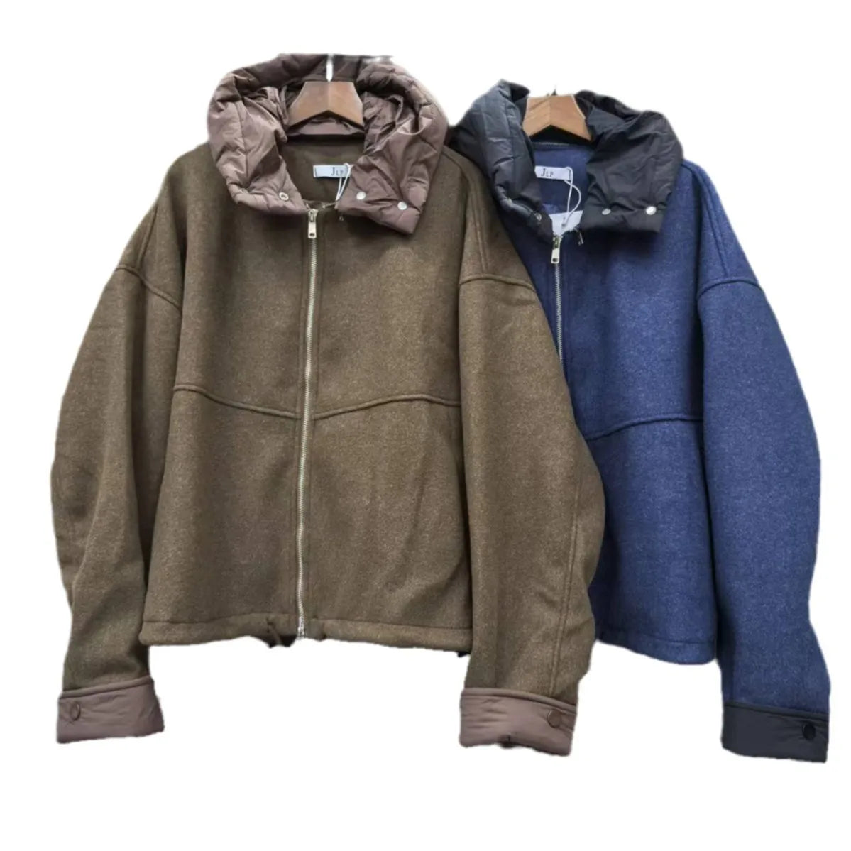 Women's Thick Warm Hooded Outwear - Cozy Solid Zip Woolen Coat