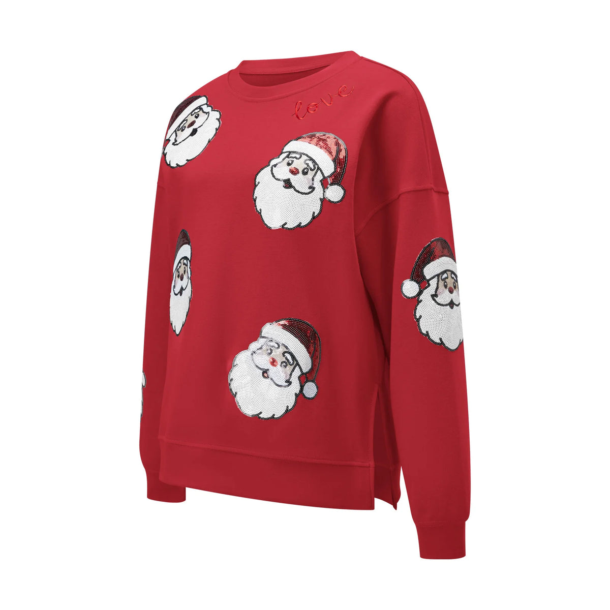 Rosalind | Women Sequin Santa Zip Front Christmas Sweatshirt