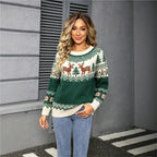 Freda | Women Reindeer Snowflake Fair Isle Christmas Knit Sweater