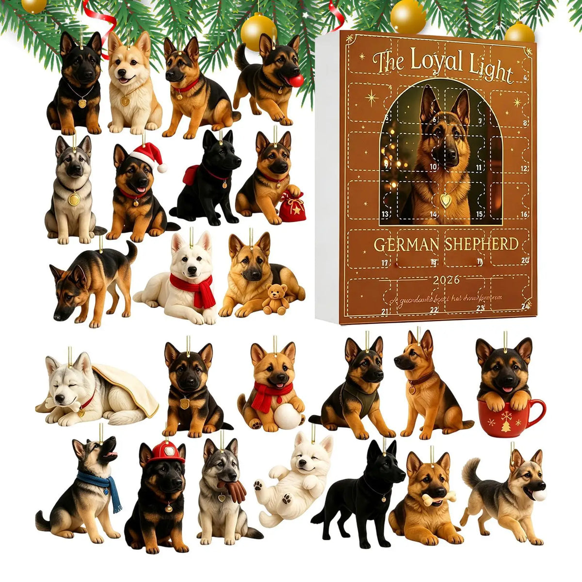 Duke | 24 Day German Shepherd Ornament Advent Calendar