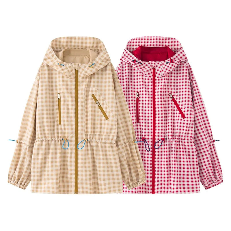 Bryony | Women Plaid Hooded Drawstring Jacket