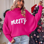 Romy | Women High Neck Batwing Sleeve Christmas Knit Sweater