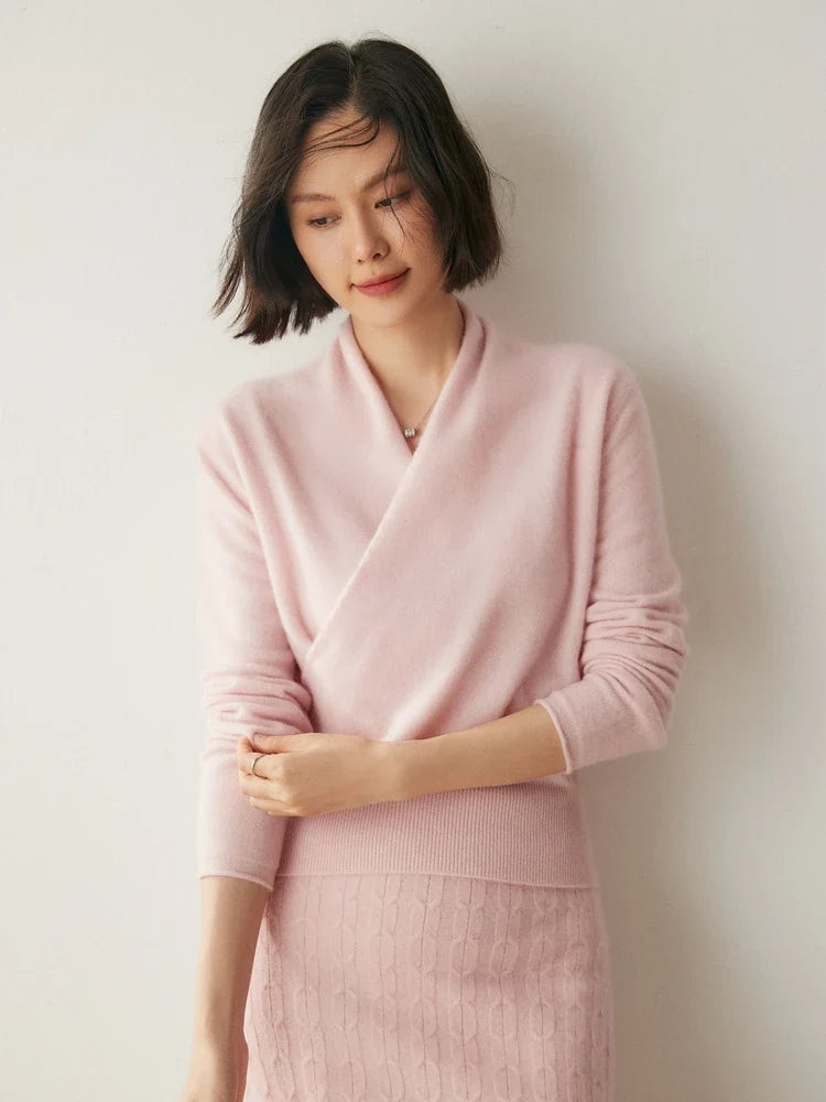 Beatrix | Women Crossover Collar Knit Sweater