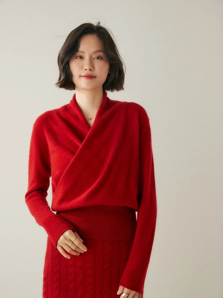 Beatrix | Women Crossover Collar Knit Sweater