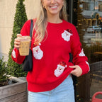 Odette | Women Sequin Santa Crew Neck Christmas Knit Sweater