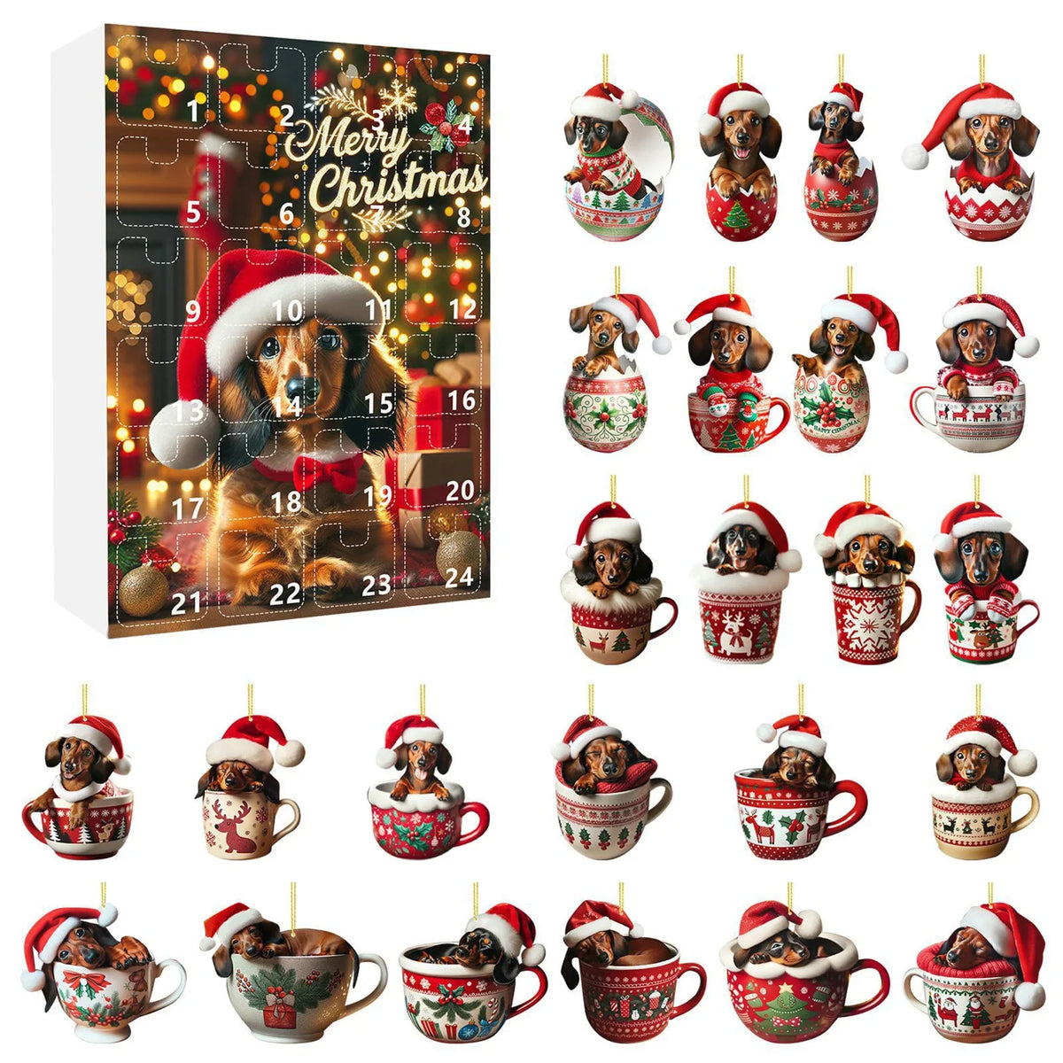 Hazel | 24 Day Dachshund Ornament Advent Calendar