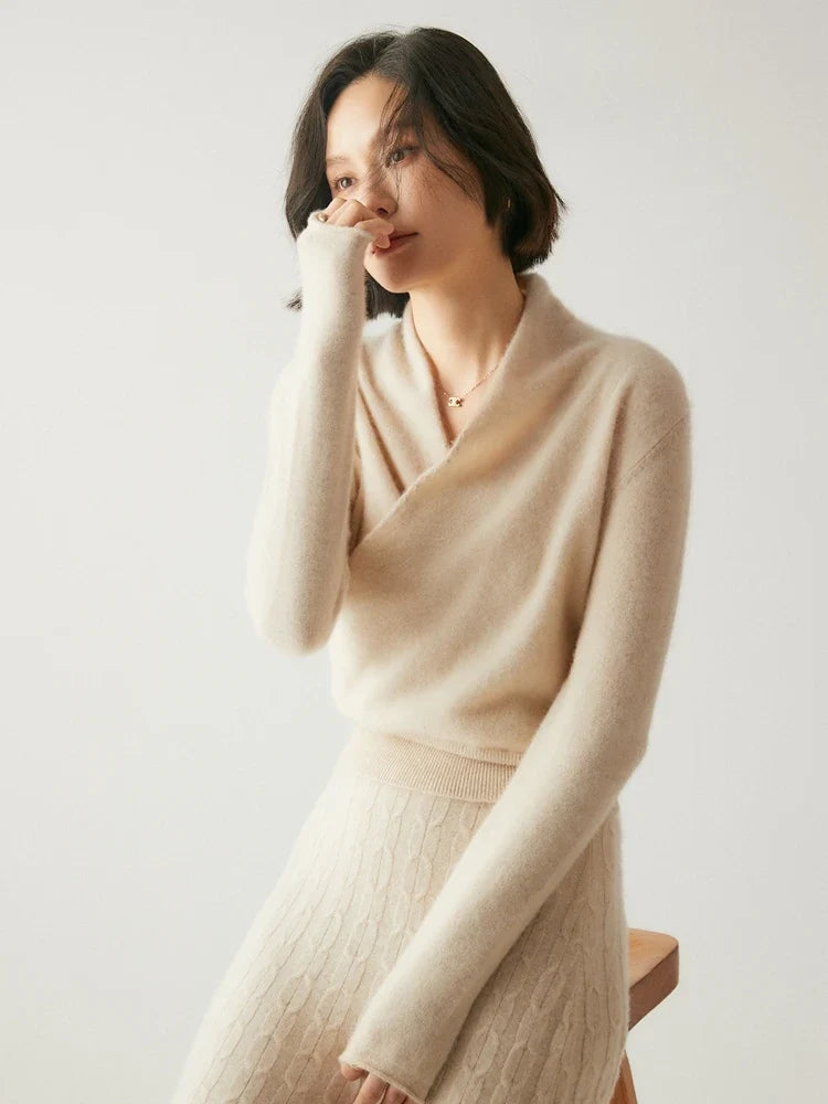 Beatrix | Women Crossover Collar Knit Sweater