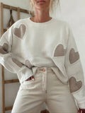 Saskia | Women Heart Detail Fitted Crew Neck Knit Sweater