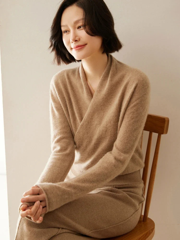 Beatrix | Women Crossover Collar Knit Sweater