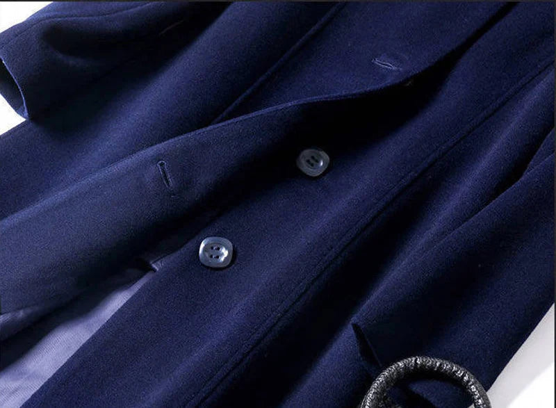 Women's Classic Solid Button Wool Jacket - Chic Long-Sleeve Pocket Outwear