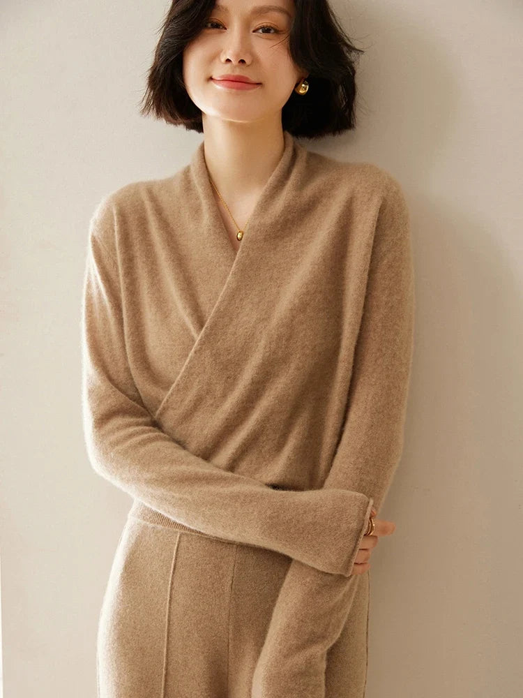Beatrix | Women Crossover Collar Knit Sweater