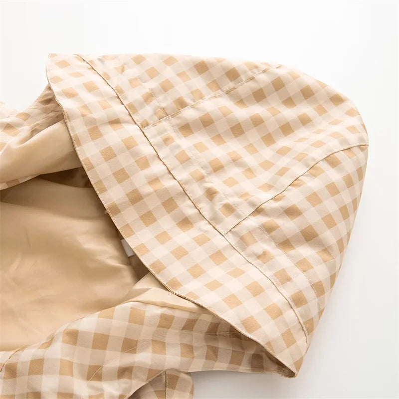 Bryony | Women Plaid Hooded Drawstring Jacket