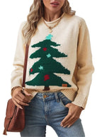 Signe | Women Christmas Tree Loose Crew Neck Knit Sweater