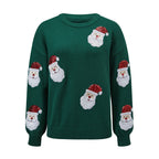 Odette | Women Sequin Santa Crew Neck Christmas Knit Sweater