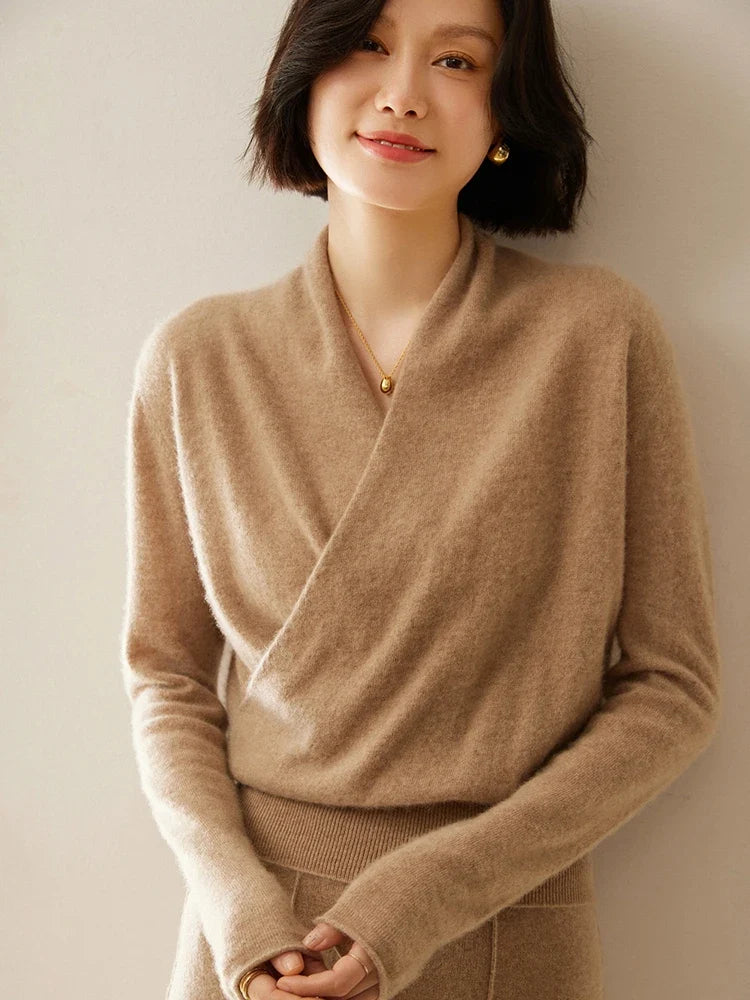 Beatrix | Women Crossover Collar Knit Sweater