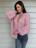 Ines | Women Loose Sequin Knit Cardigan
