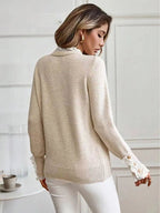 Ottilie | Women Lace Trim Round Neck Knit Sweater