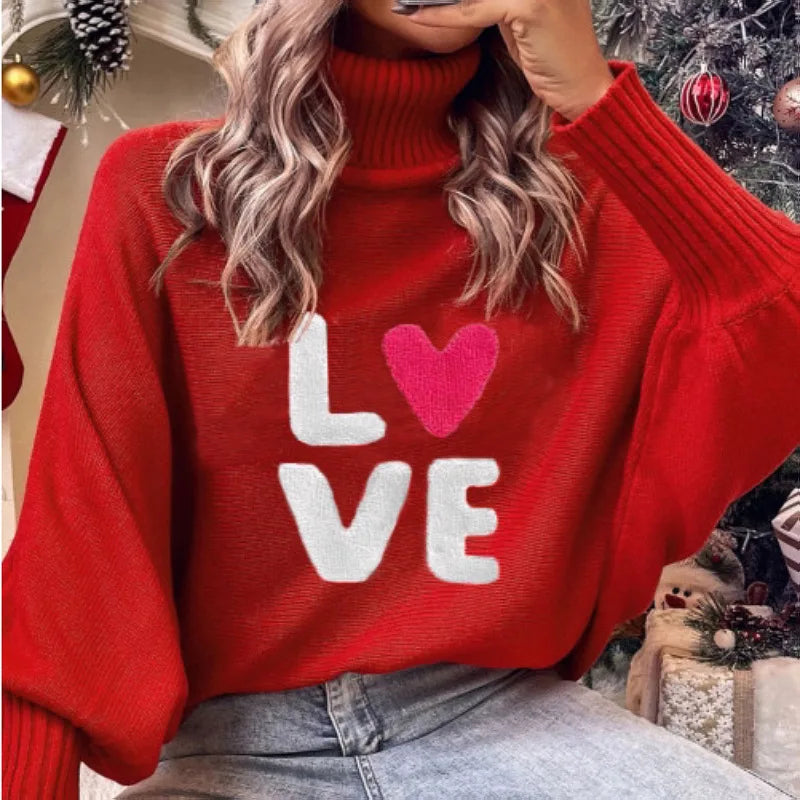 Romy | Women High Neck Batwing Sleeve Christmas Knit Sweater